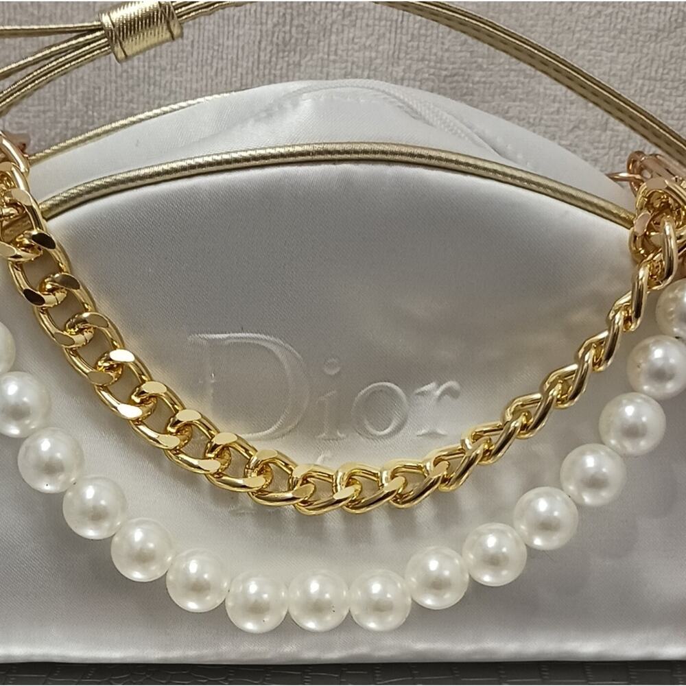 Dior Crossbody Bag WHITE CRESENT Bag PEARLS STRAND converted CD Cosmetic Wedding - Picture 11 of 16